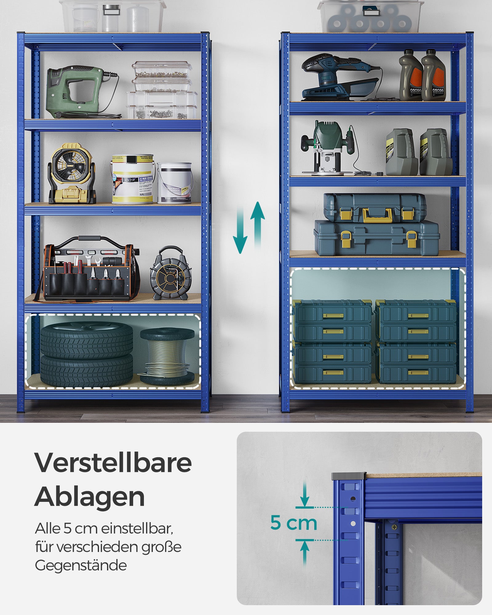 Lagerregal 200 x 100 x 50 cm blau