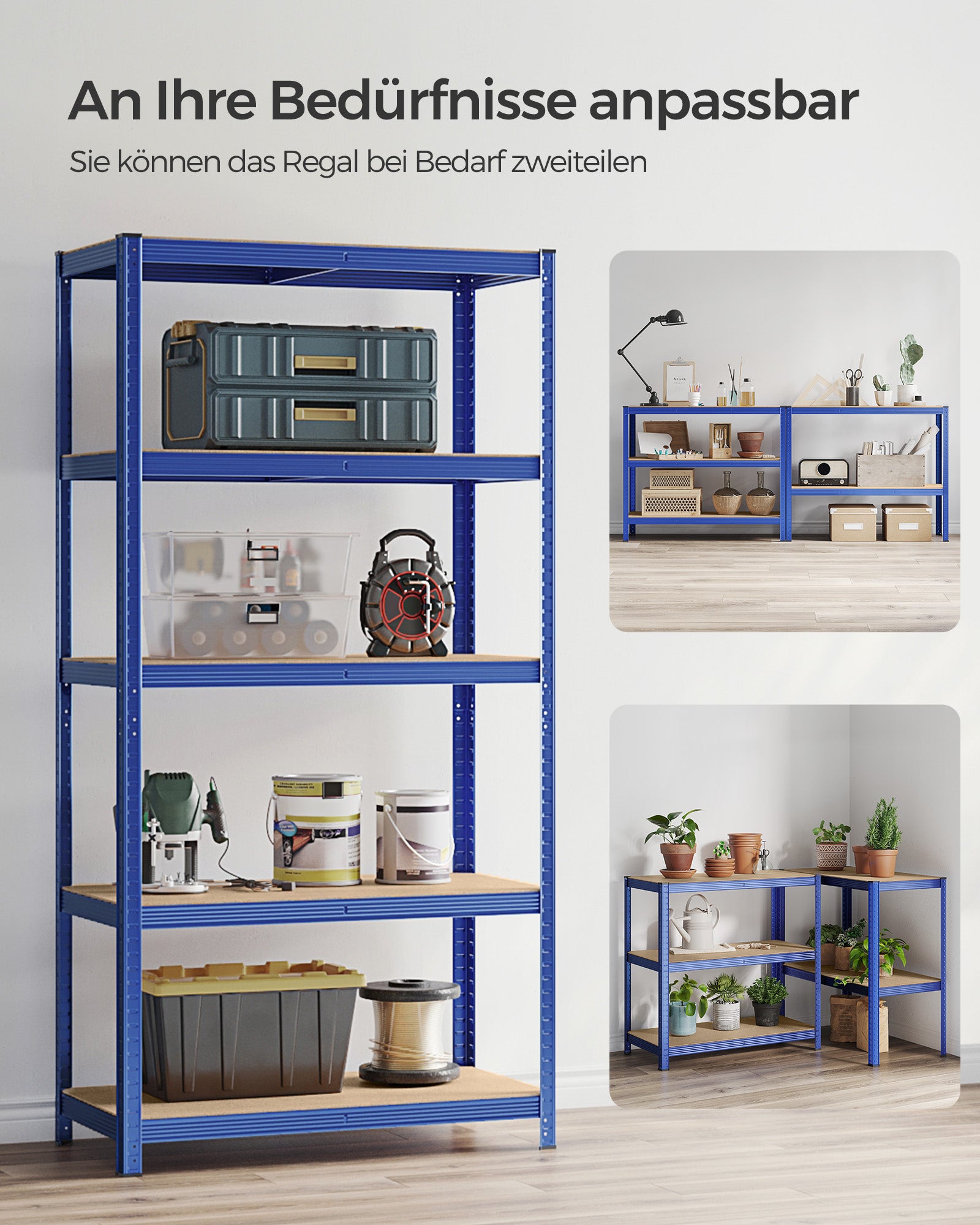Lagerregal 200 x 100 x 50 cm blau