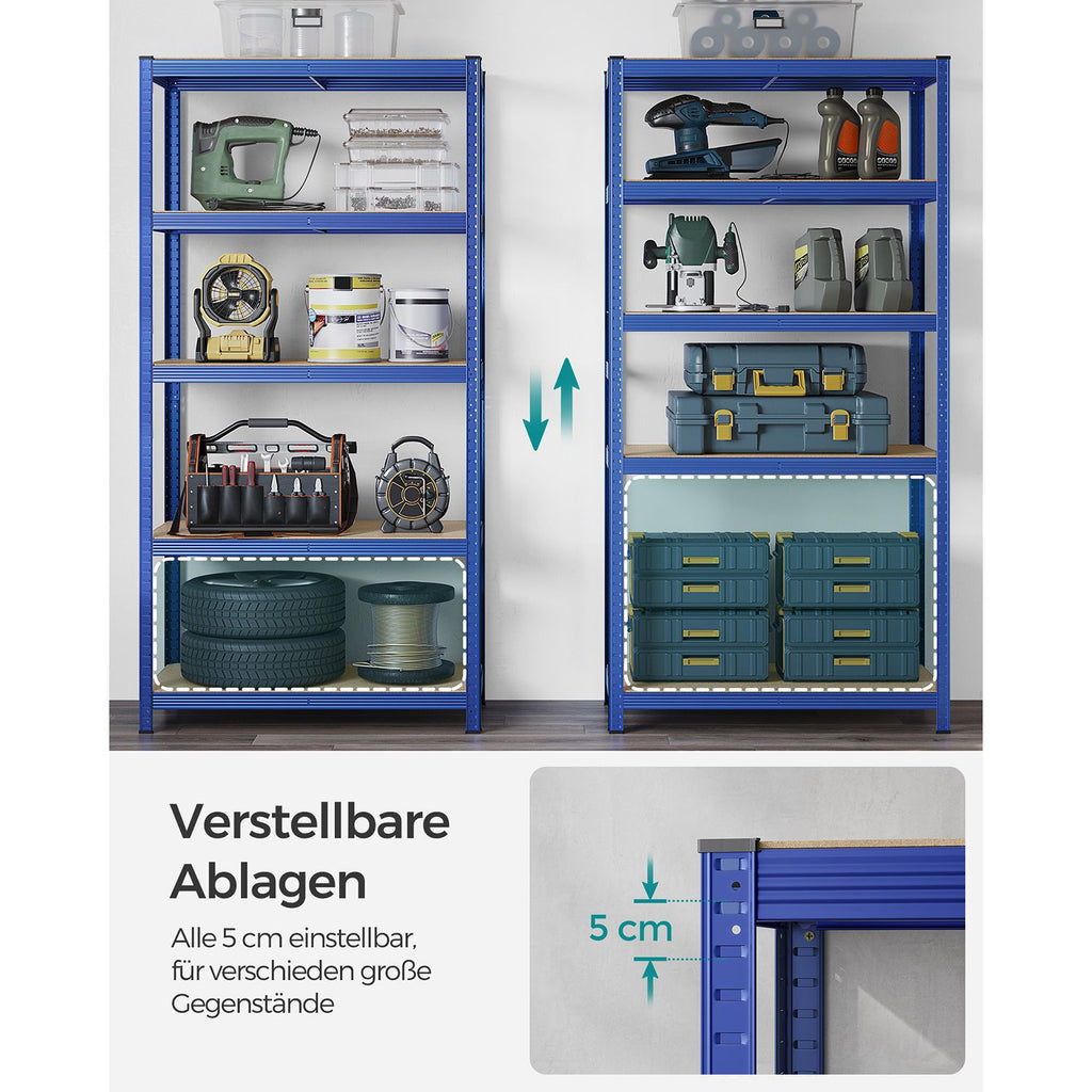 2er Set Lagerregal 200 cm hoch blau