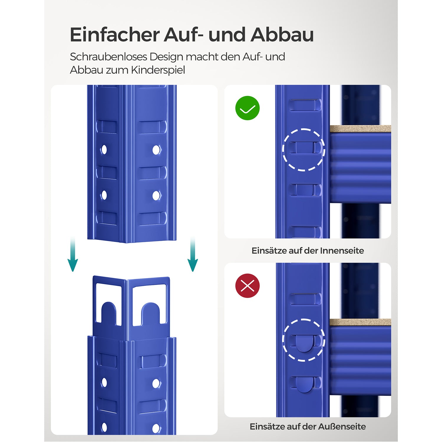2er Set Lagerregal 200 cm hoch blau