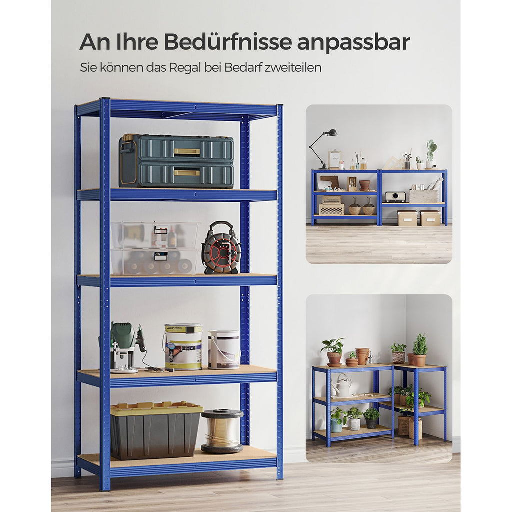 2er Set Lagerregal 200 cm hoch blau