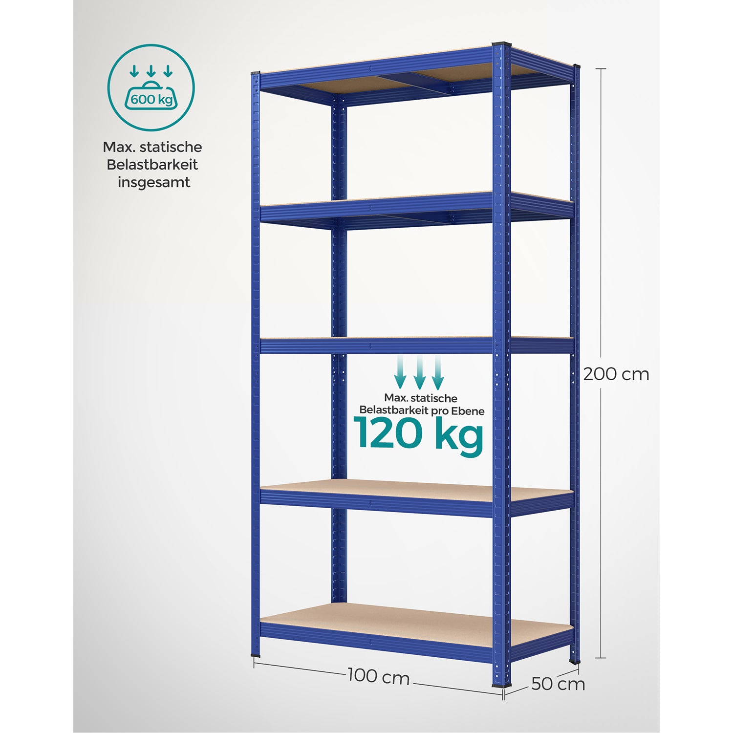 2er Set Lagerregal 200 cm hoch blau
