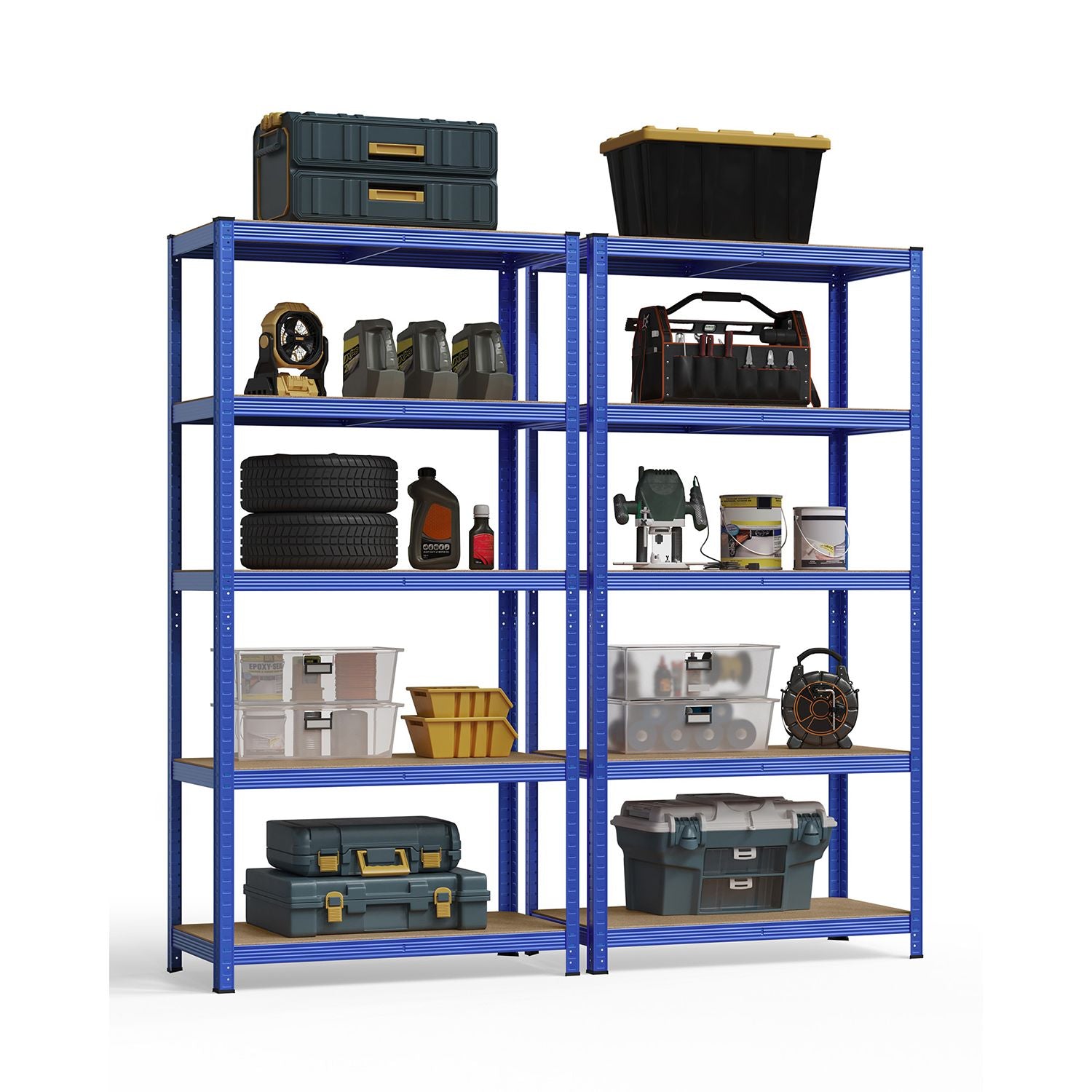 2er Set Lagerregal 200 cm hoch blau