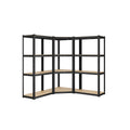 Eckregal-Set 4 Ebenen aus Metall tintenschwarz-naturbeige
