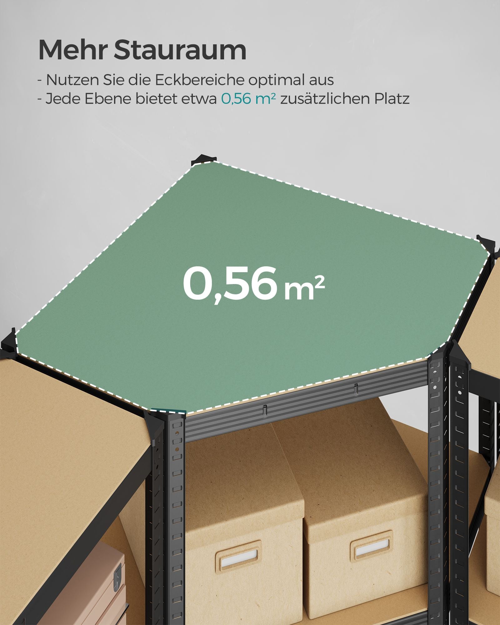 Eckregal-Set 4 Ebenen aus Metall tintenschwarz-naturbeige