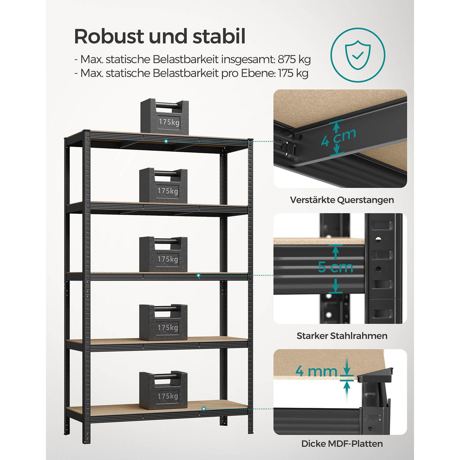 2er Set Kellerregal 200 cm hoch schwarz