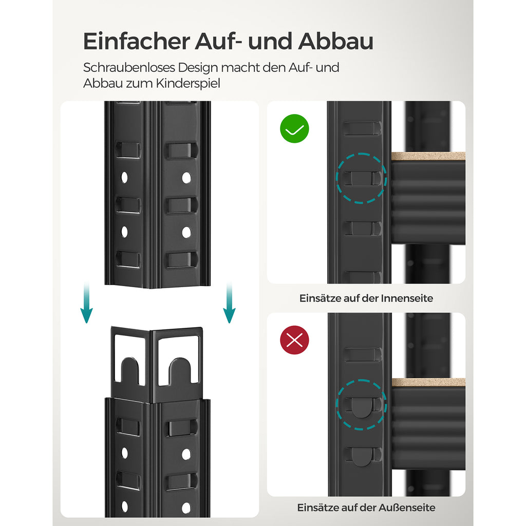 2er Set Kellerregal 200 cm hoch schwarz