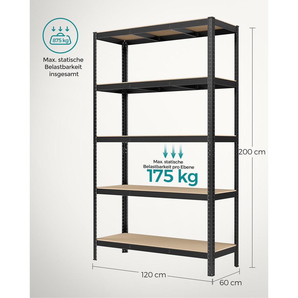 2er Set Kellerregal 200 cm hoch schwarz