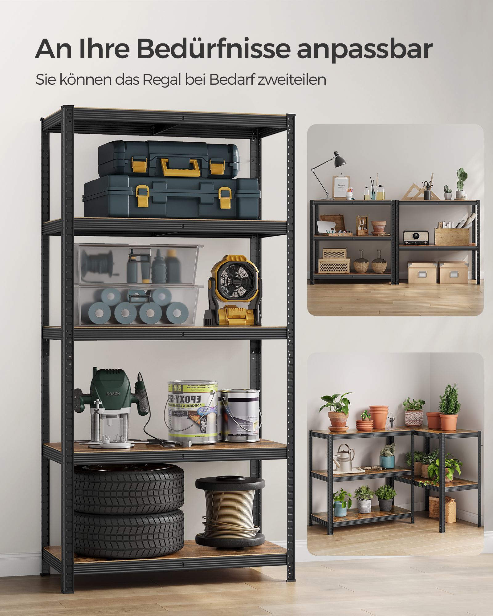 Standregal mit 5 Ablagen in Industrie-Design