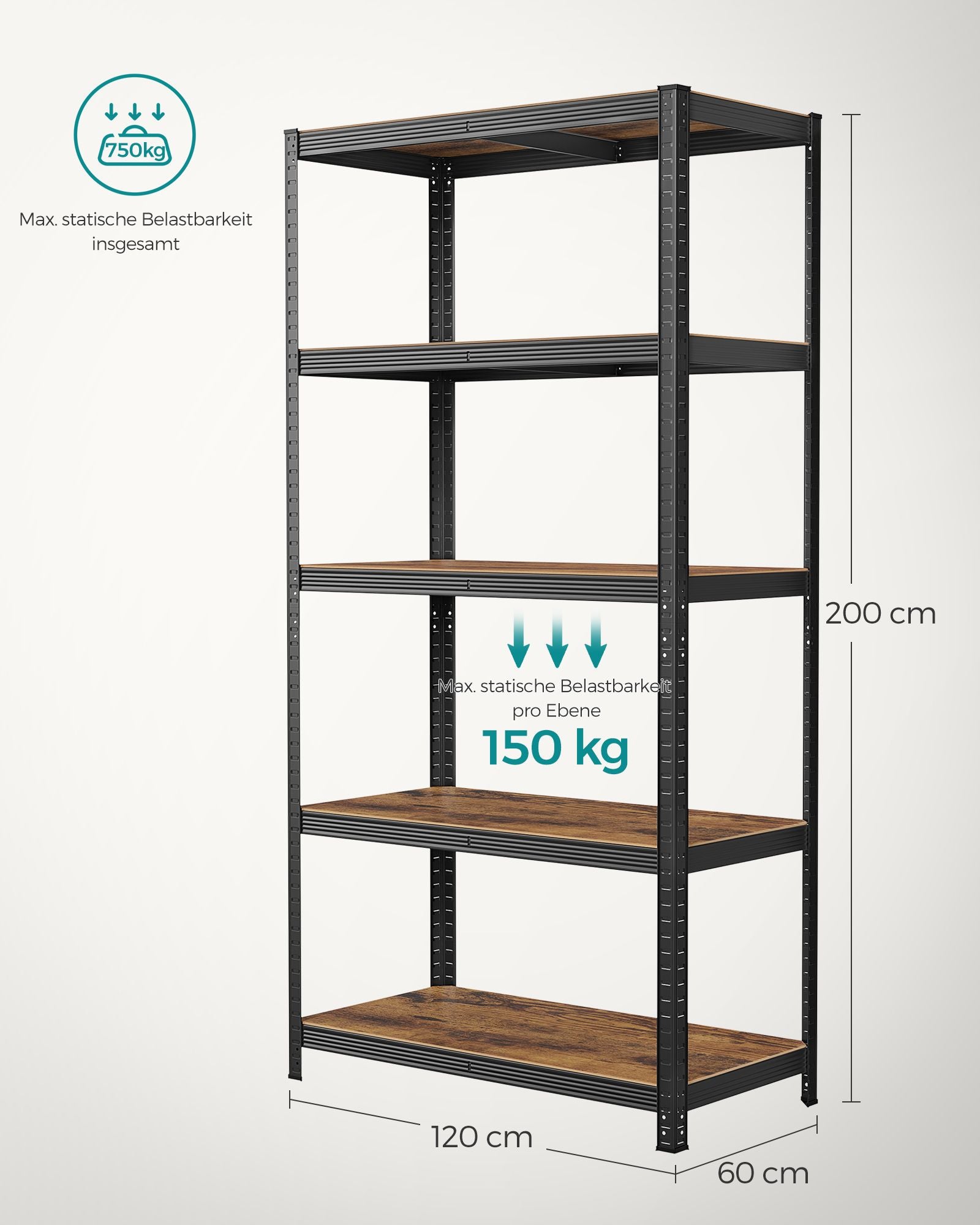 Standregal mit 5 Ablagen in Industrie-Design