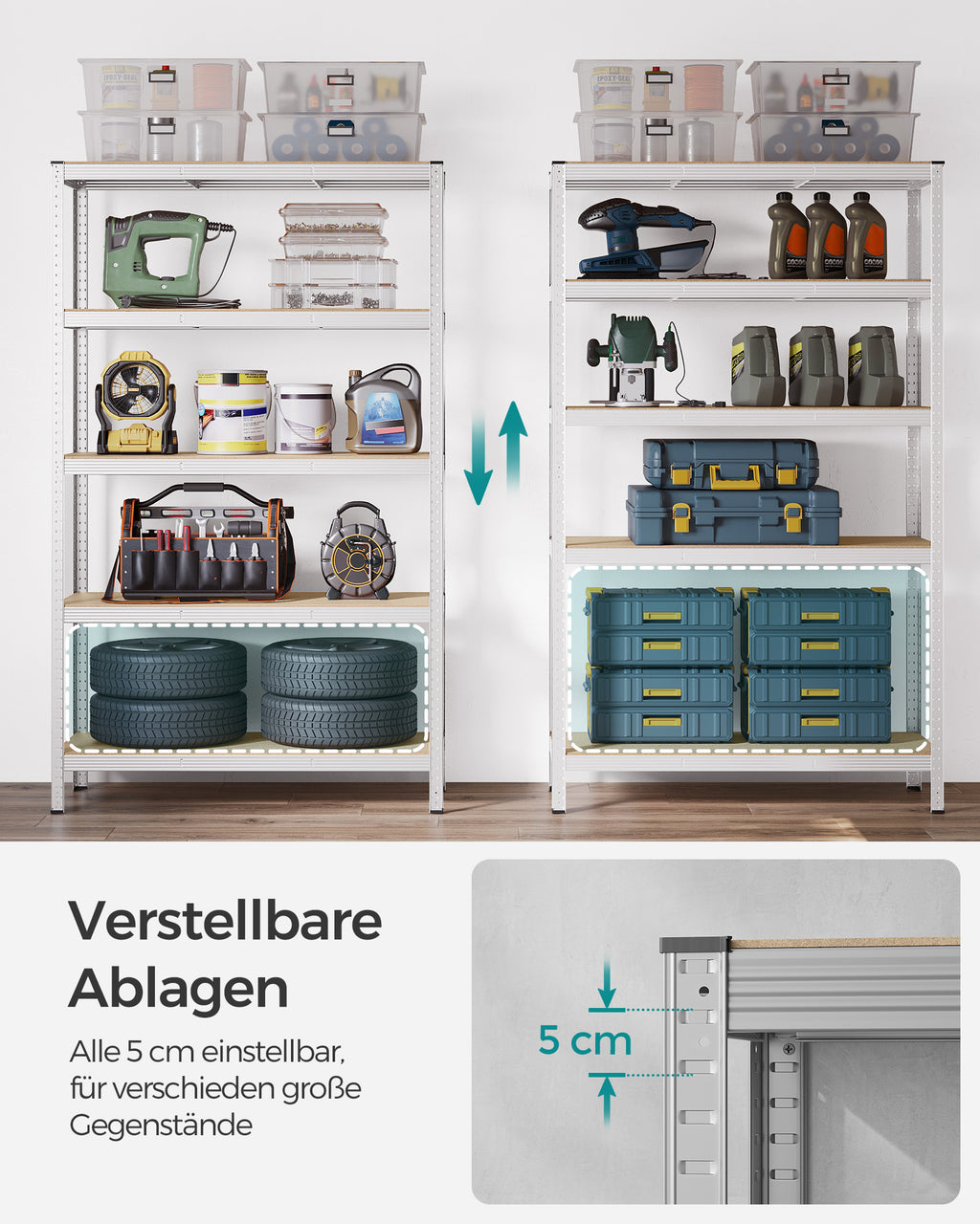 Lagerregal mit 5 verstellbaren Ablagen