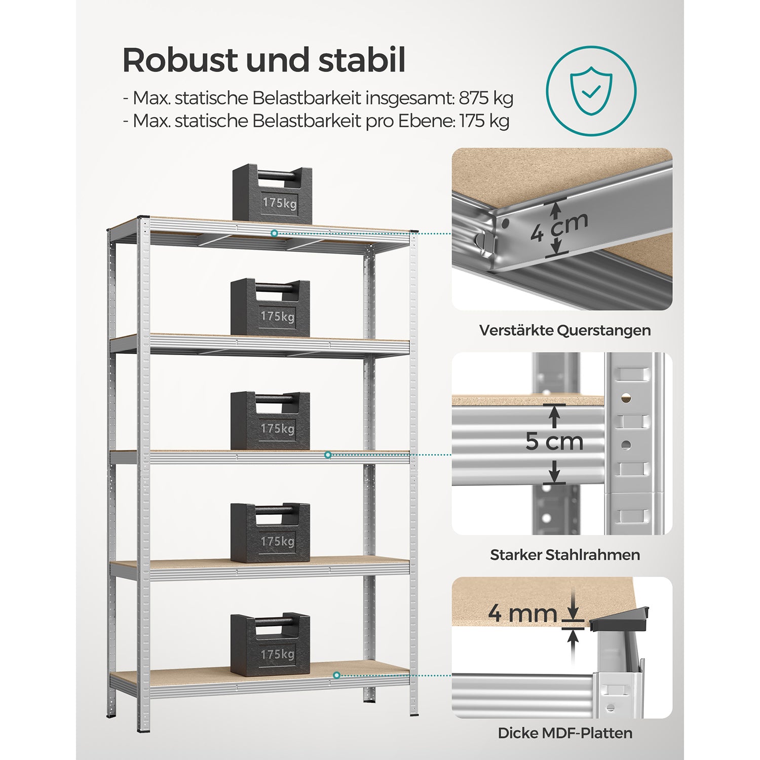2er Set Kellerregal 200 cm hoch silbern