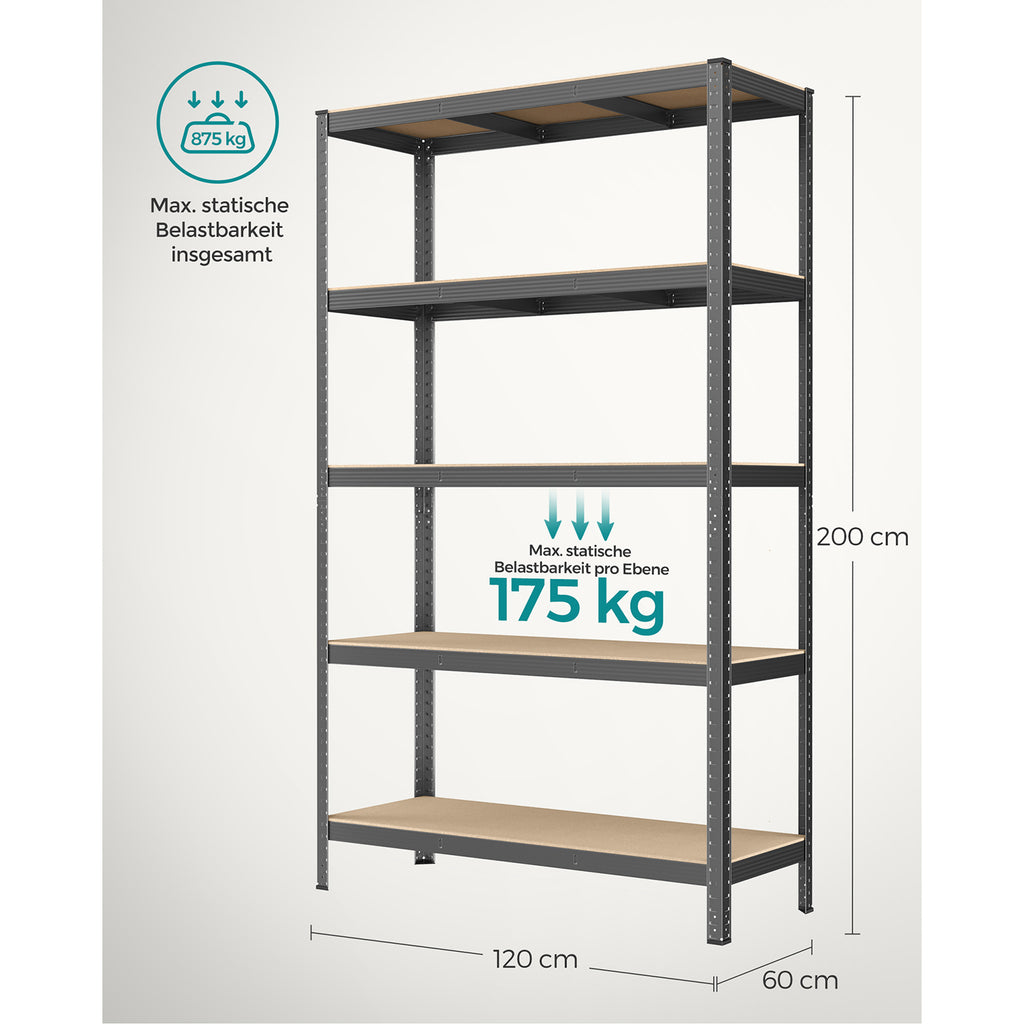 2er Set Kellerregal 200 cm hoch grau