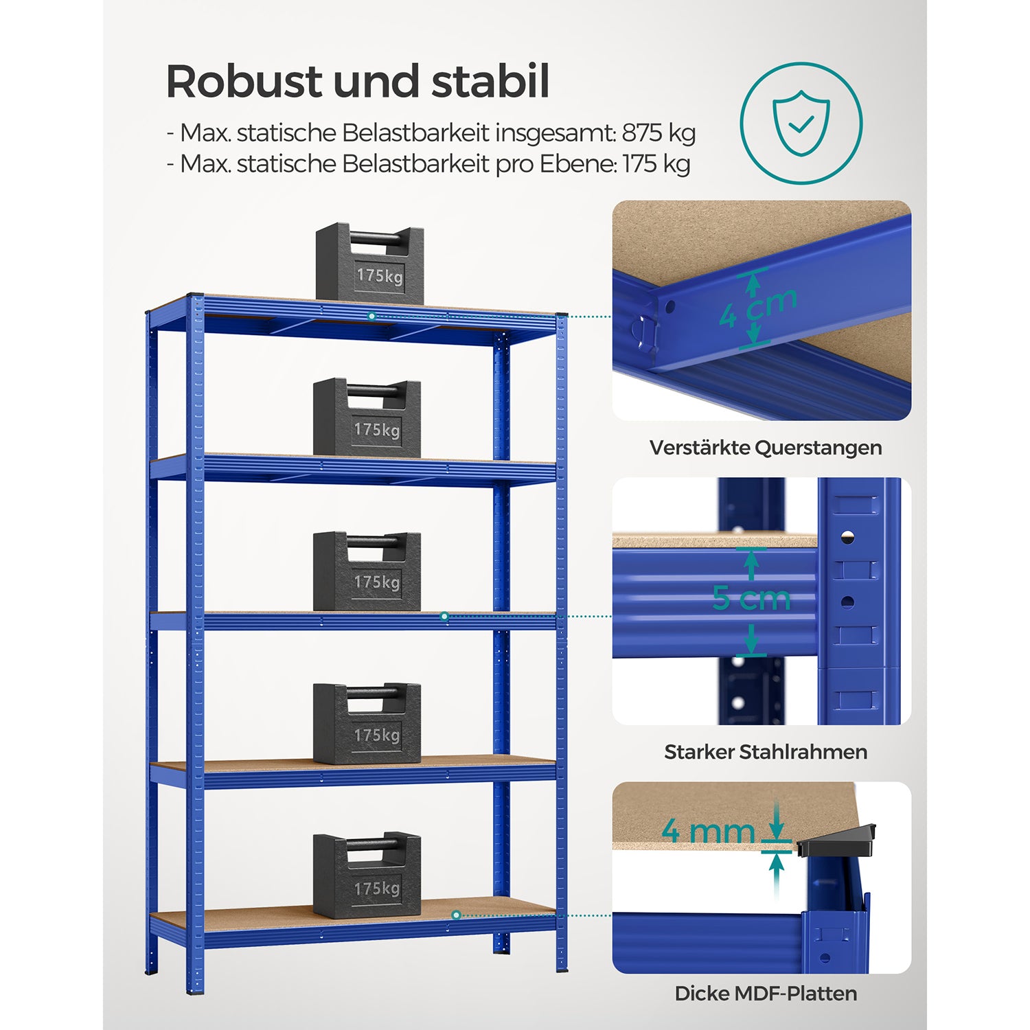 2er Set Kellerregal 200 cm hoch blau
