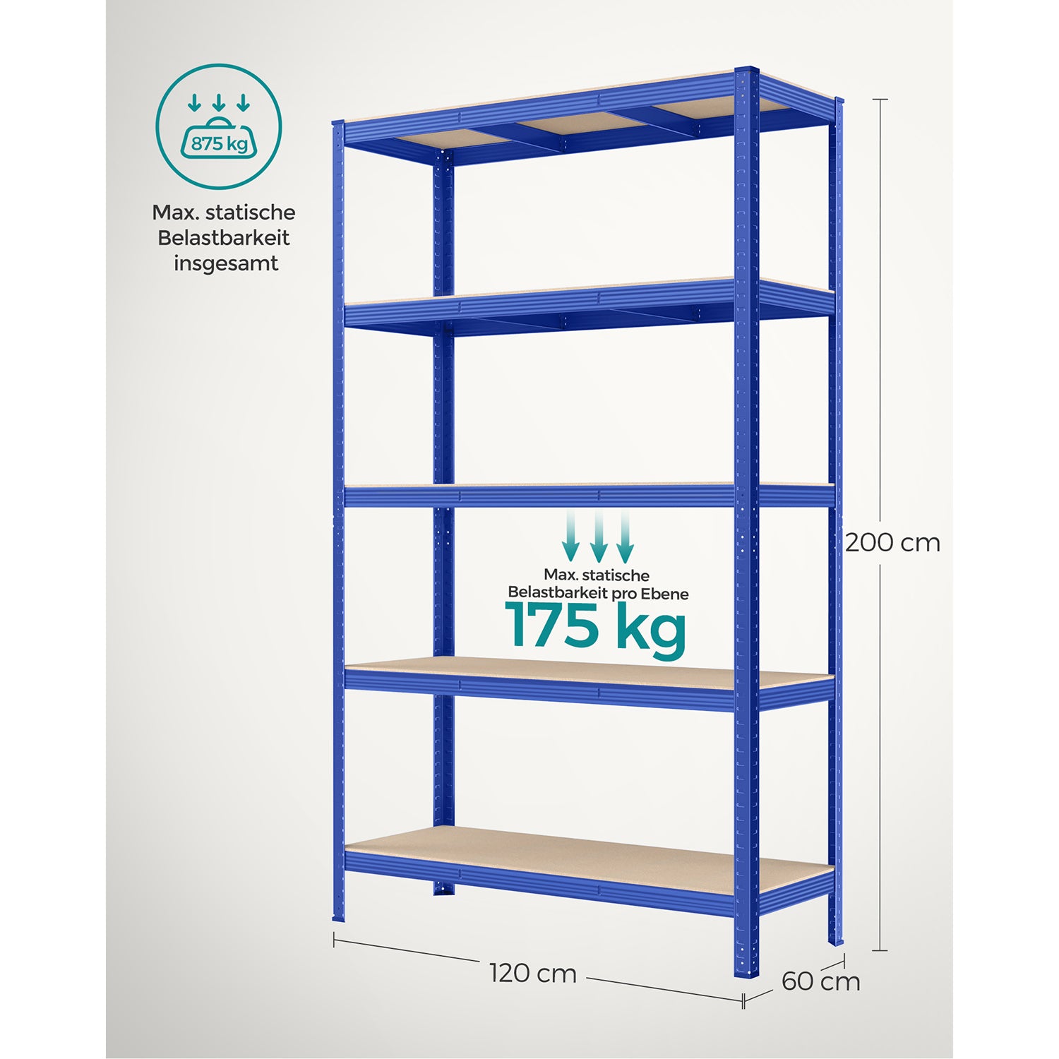 2er Set Kellerregal 200 cm hoch blau