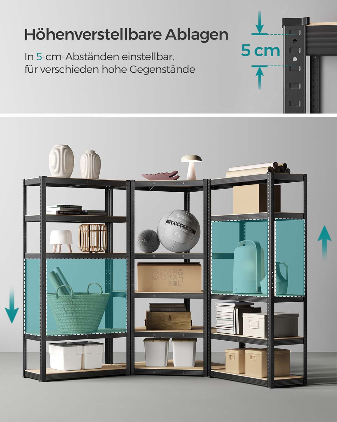 Eckregal-Set 5 Ebenen bis 2625 kg belastbar