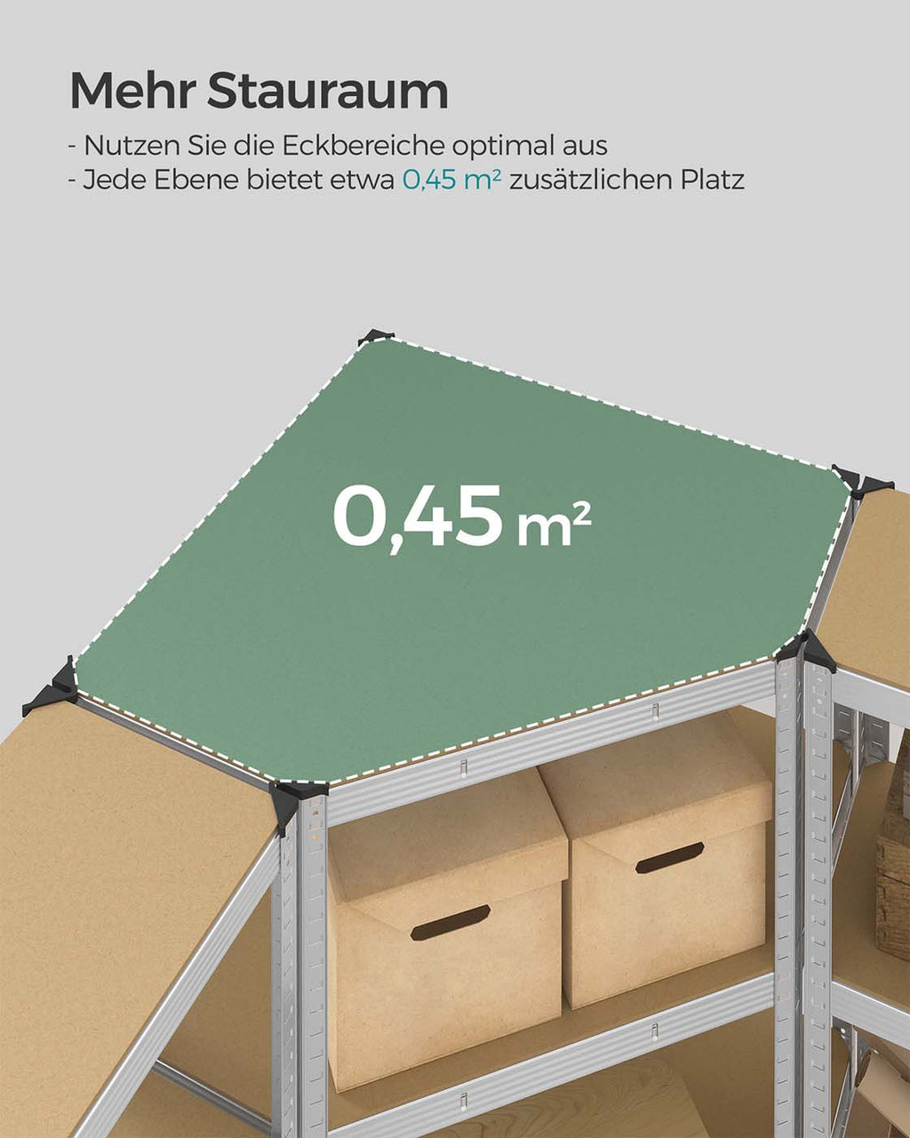 Eckregal-Set mit 5 Ebenen bis 2625 kg belastbar