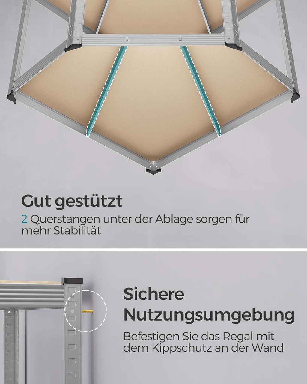 Eckregal-Set mit 5 Ebenen bis 2625 kg belastbar