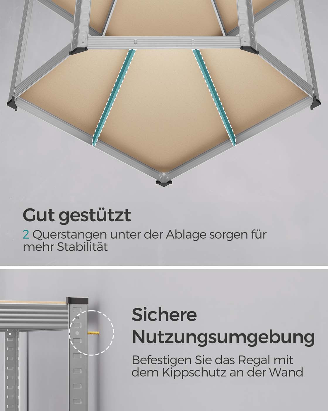 Eckregal-Set mit 5 Ebenen bis 2625 kg belastbar