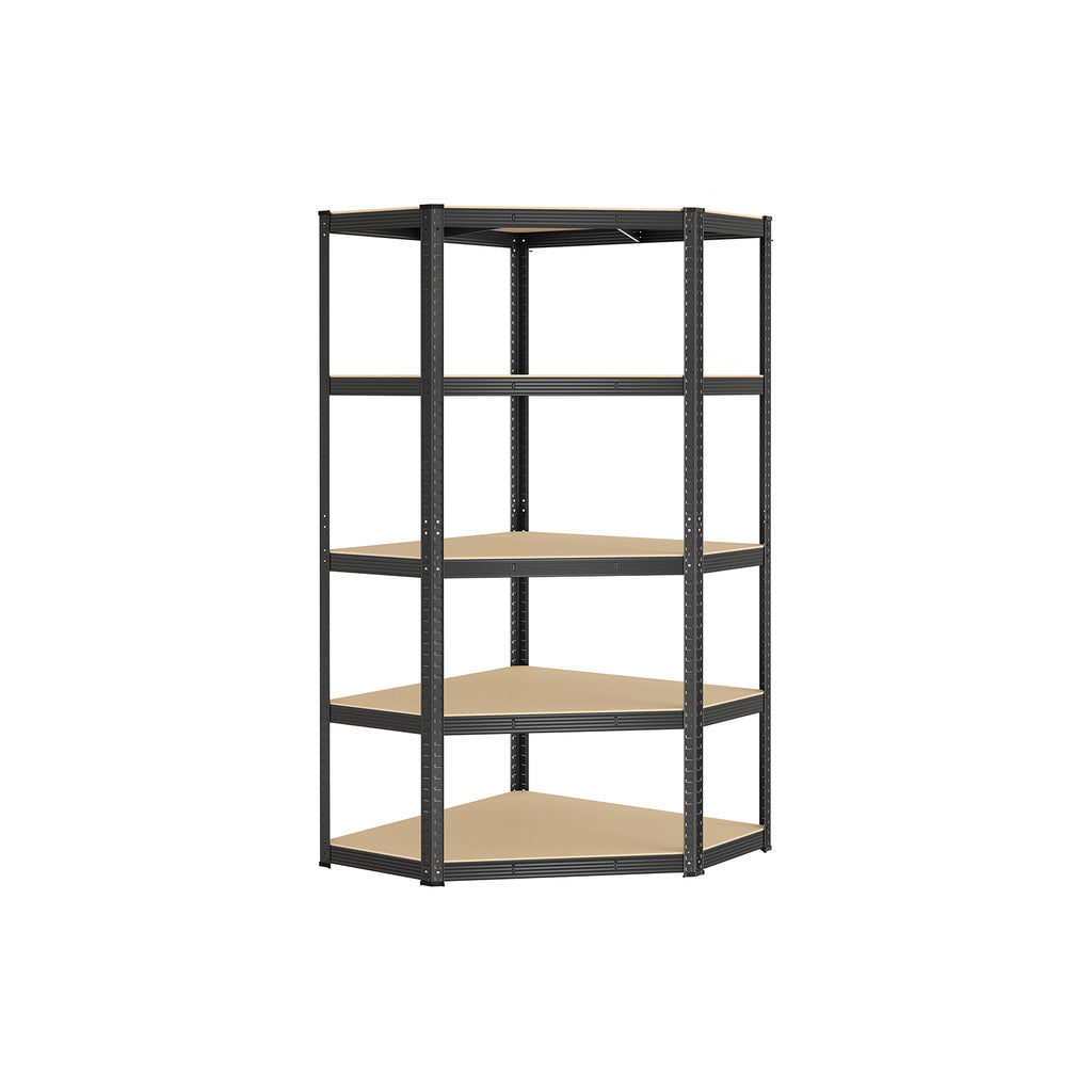 Eckregal bis 875 kg belastbar tintenschwarz-naturbeige