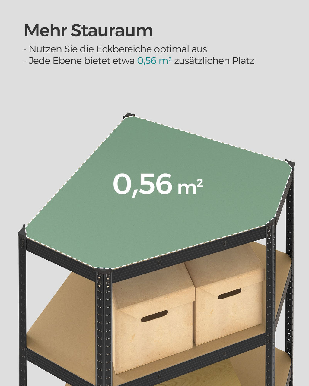 Eckregal bis 875 kg belastbar tintenschwarz-naturbeige
