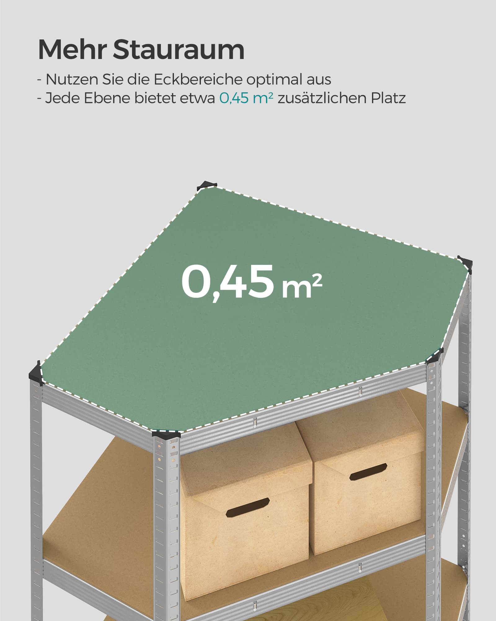 Eckregal bis 875 kg belastbar silbern-naturbeige