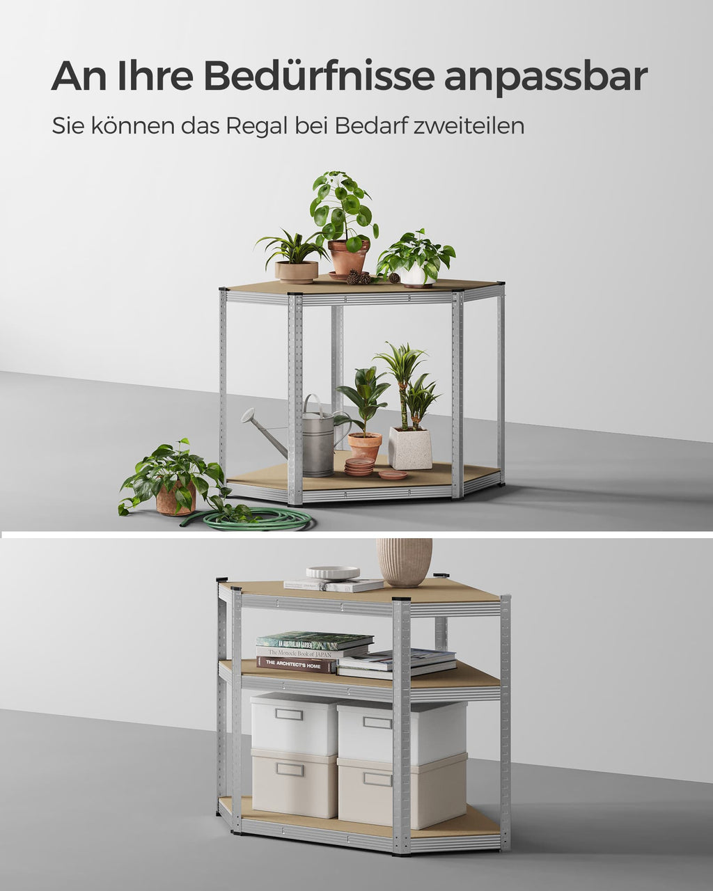 Eckregal bis 875 kg belastbar silbern-naturbeige