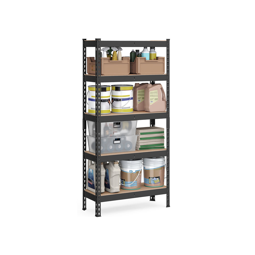 Schwerlastregal mit 5 Ablagen 30 x 75 x 150 cm schwarz