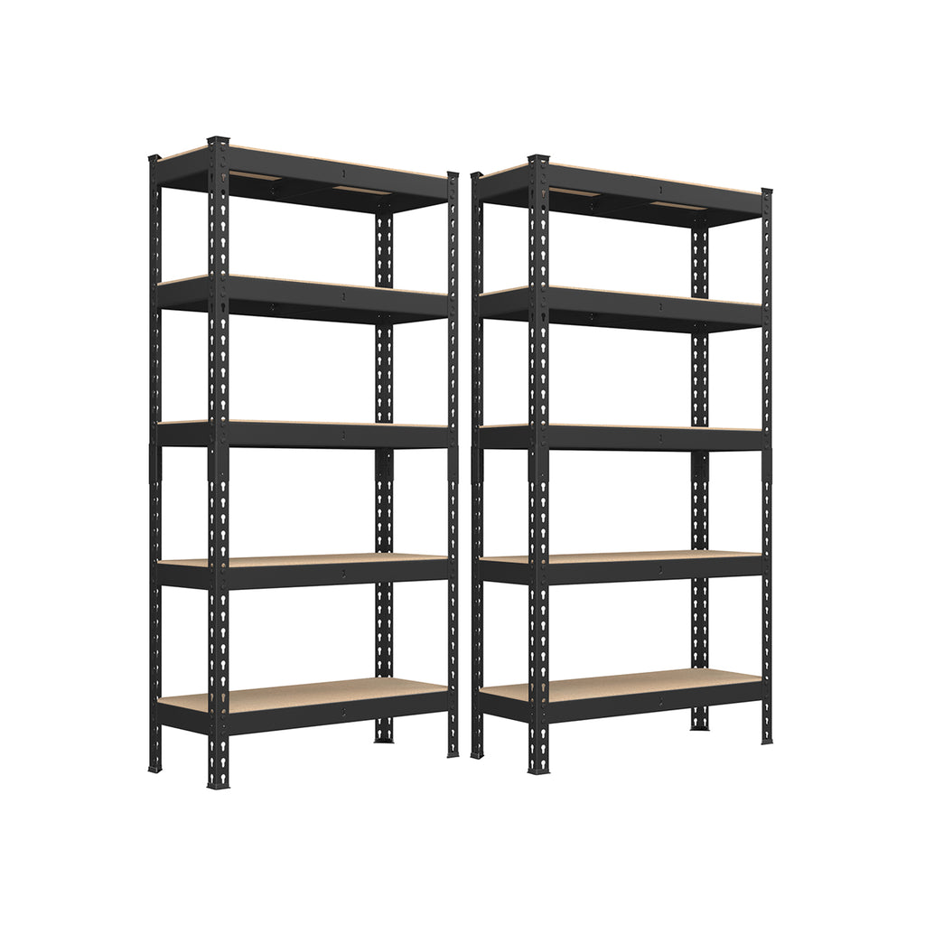 Schwerlastregal 2er Set mit 5 Ablagen 30 x 75 x 150 cm schwarz