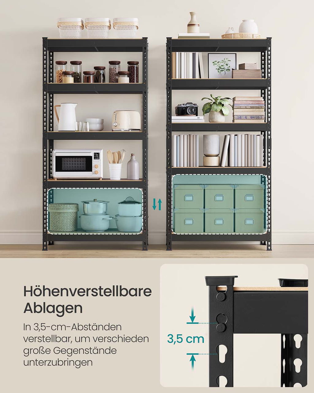 Schwerlastregal mit 5 Ablagen 45 x 90 x 180 cm vintagebraun