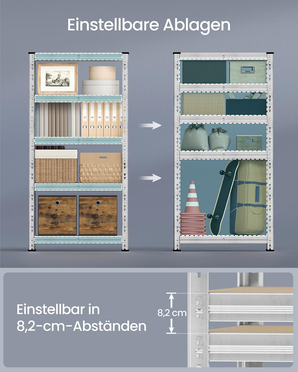 Schwerlastregal mit verstellbaren Ablagen