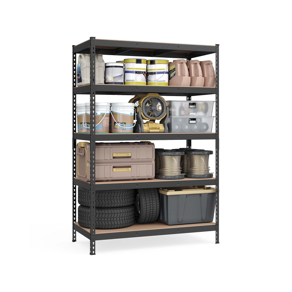 Schwerlastregal mit 5 Ablagen 60 x 120 x 180 cm schwarz