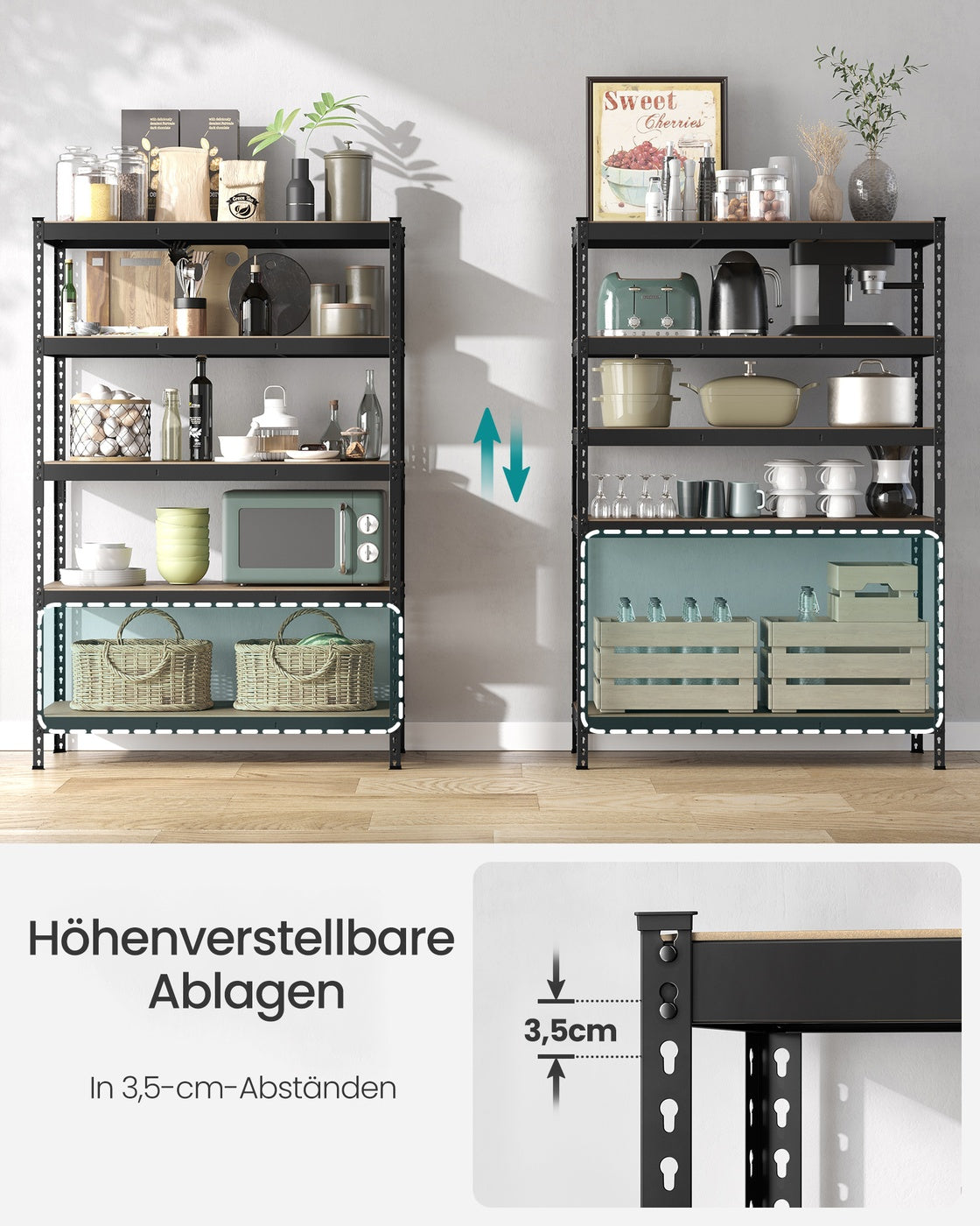 Schwerlastregal mit 5 Ablagen 60 x 120 x 180 cm schwarz