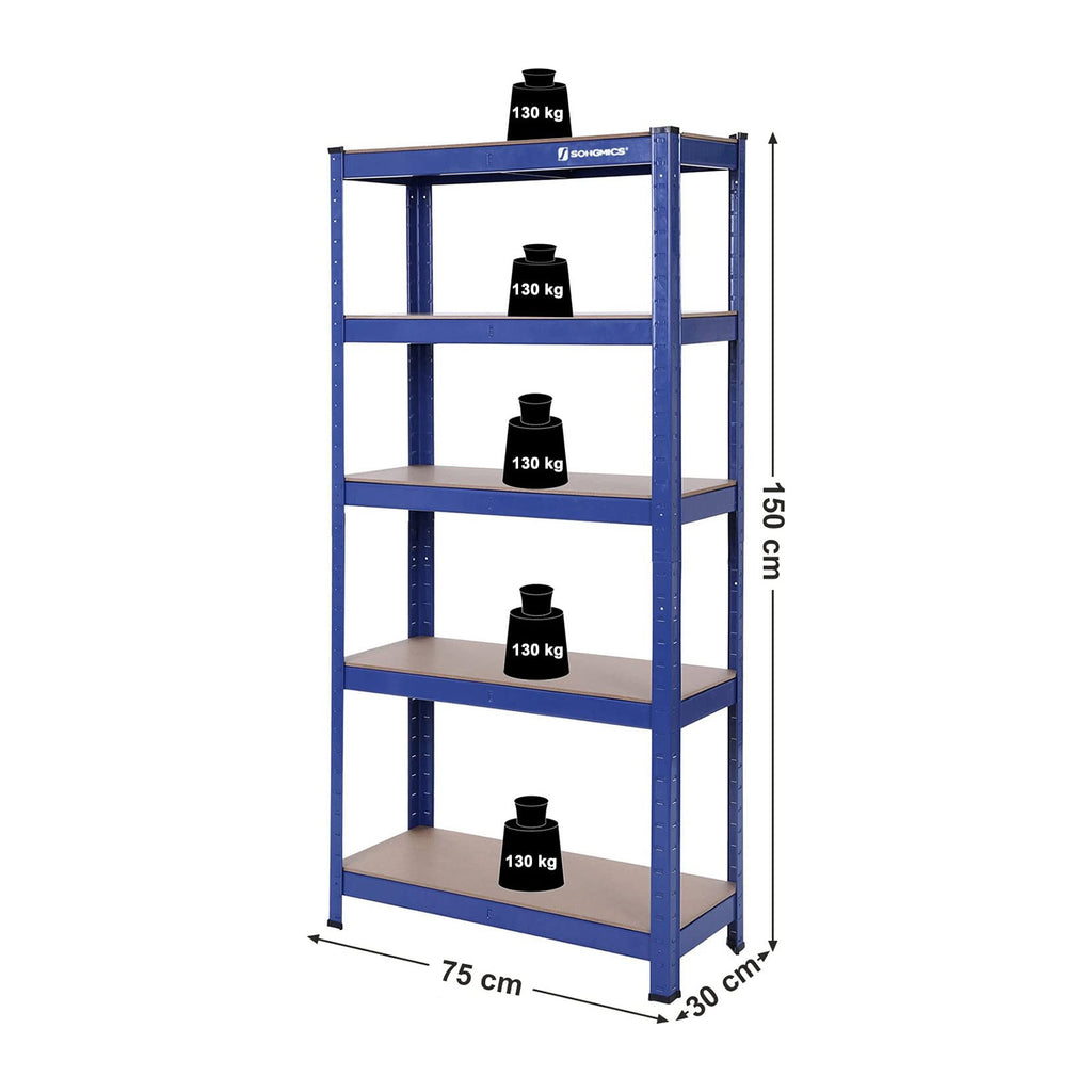 2er Set Schwerlast-Regal 150 cm hoch blau