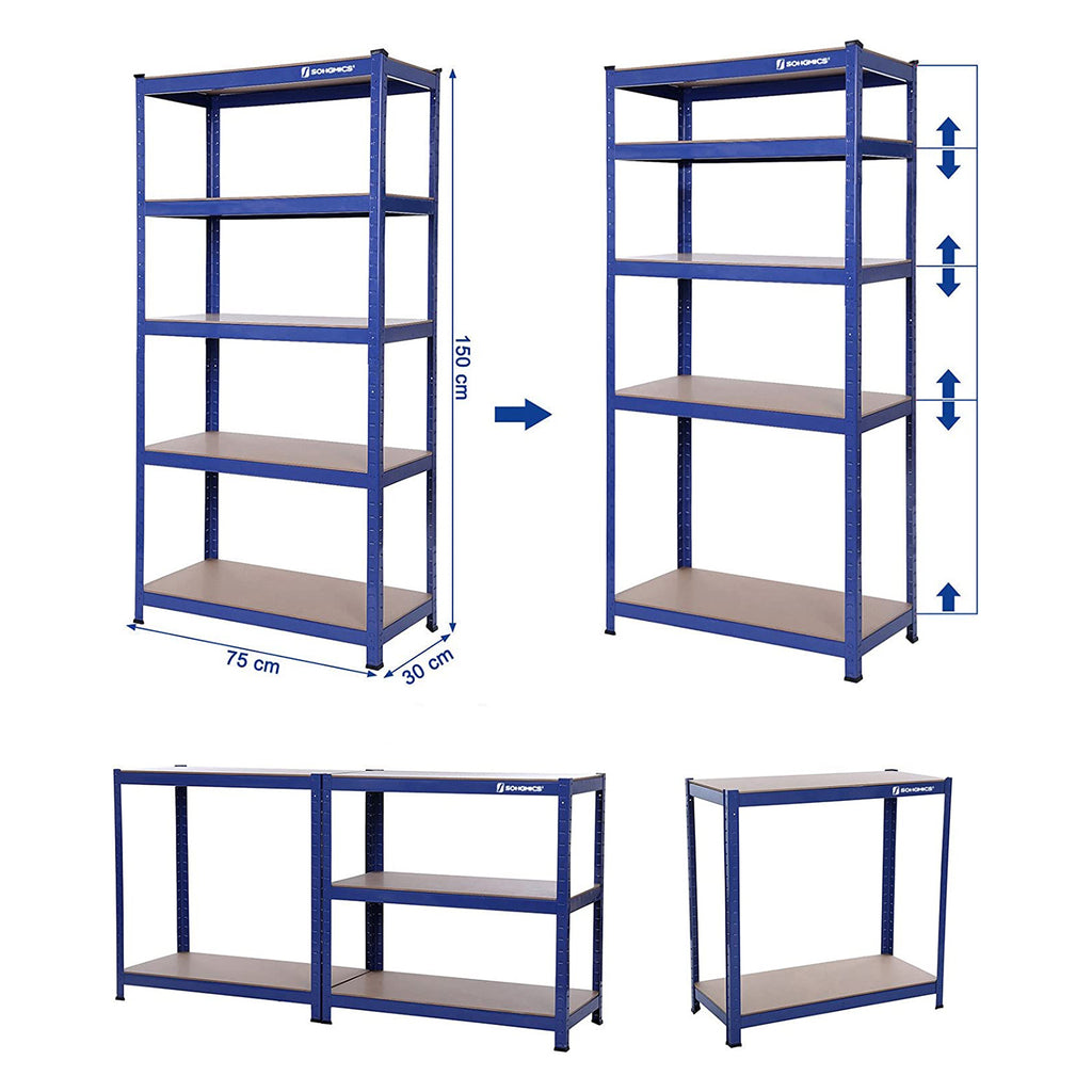 2er Set Schwerlast-Regal 150 cm hoch blau
