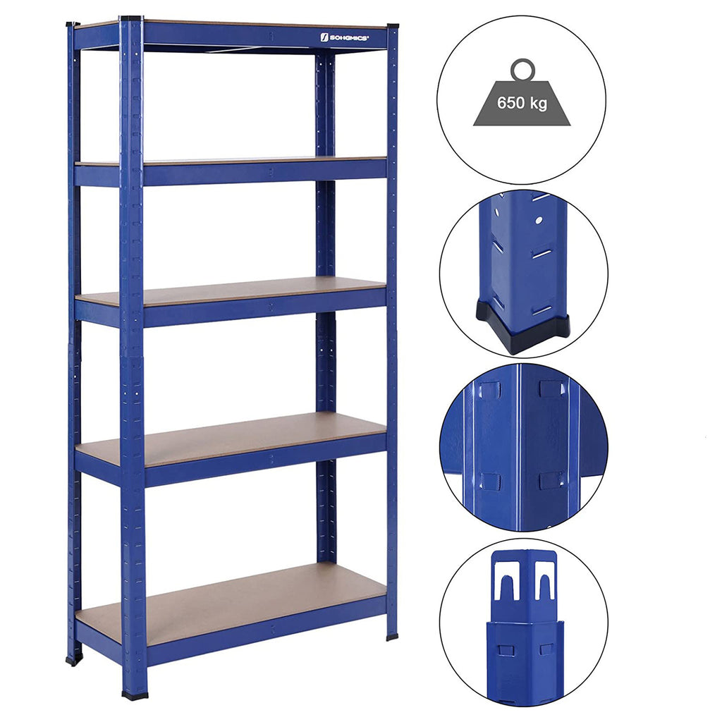 2er Set Schwerlast-Regal 150 cm hoch blau