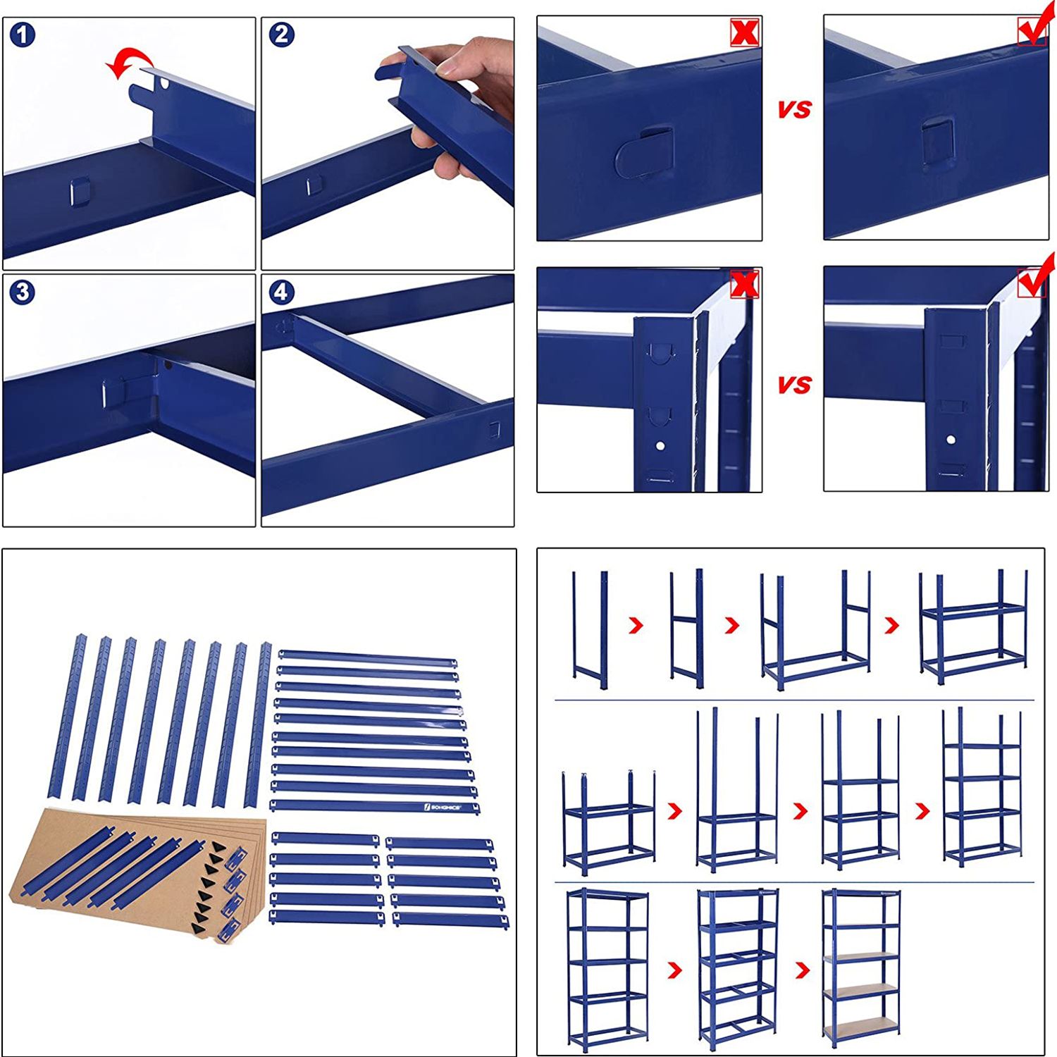 2er Set Schwerlast-Regal 150 cm hoch blau
