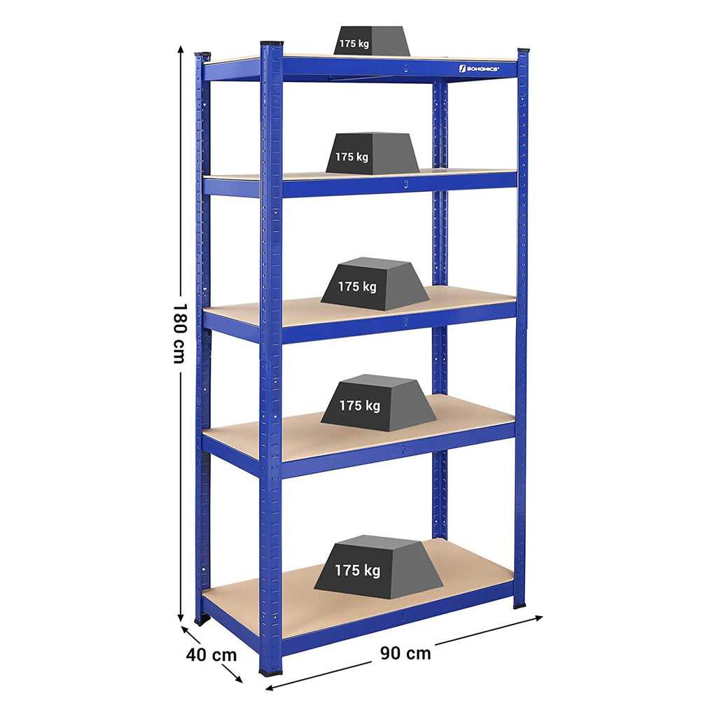 2er Set Lagerregal 180 cm hoch blau