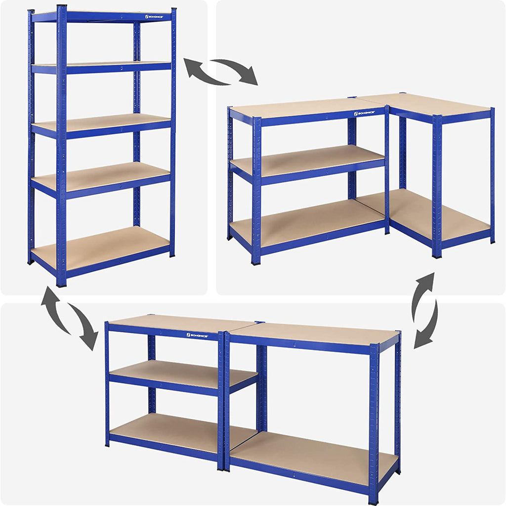 2er Set Lagerregal 180 cm hoch blau