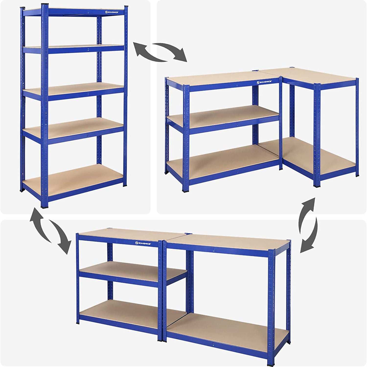 2er Set Lagerregal 180 cm hoch blau