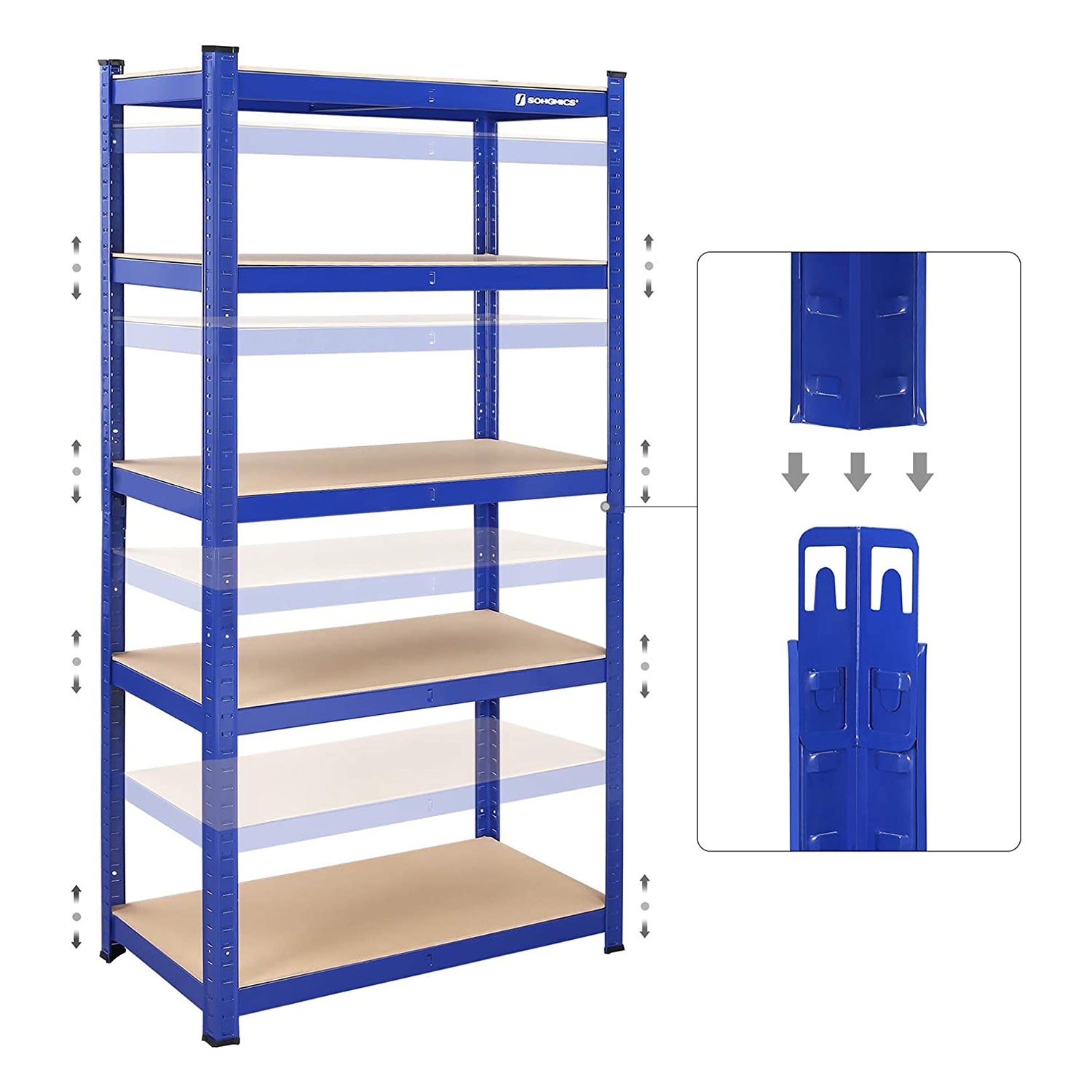 2er Set Lagerregal 180 cm hoch blau