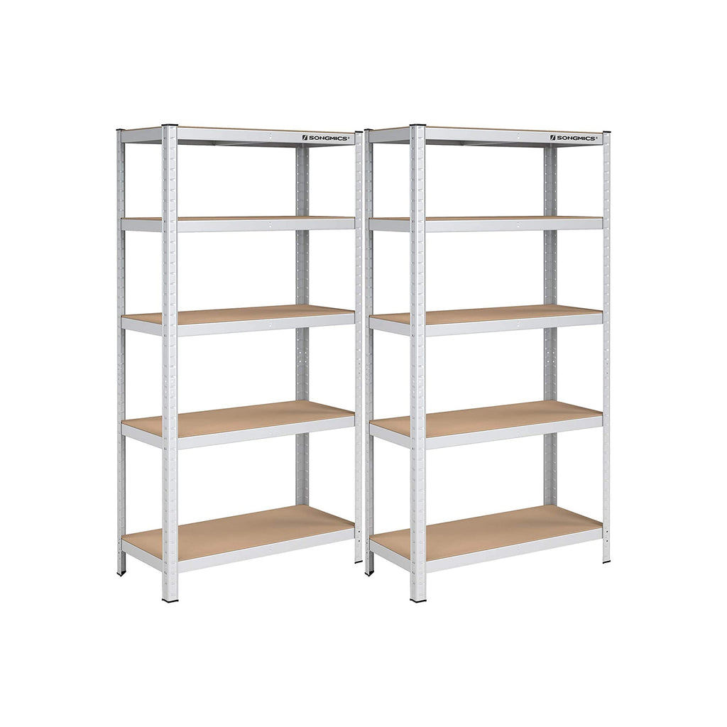 2er Set Lagerregal 180 cm hoch silbern
