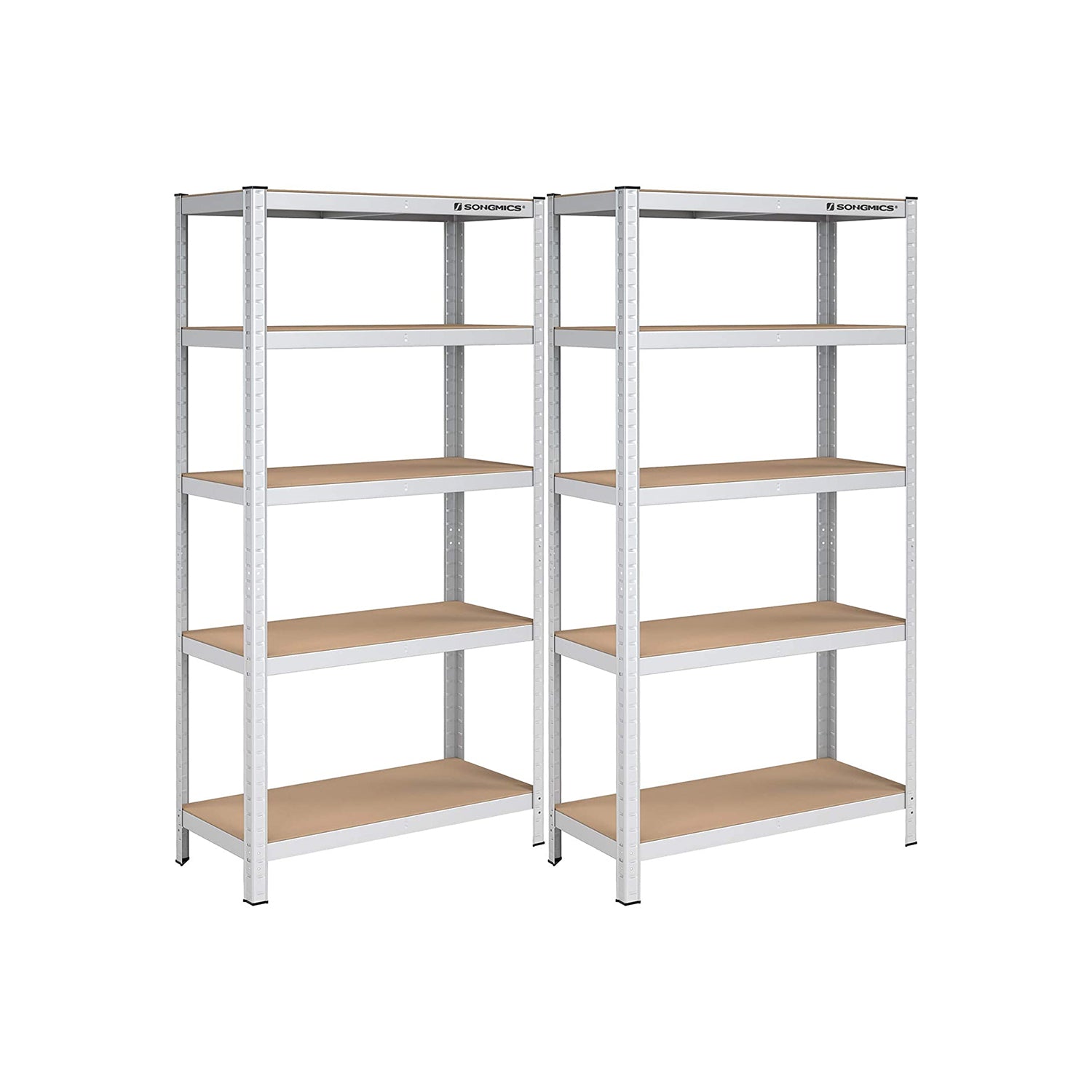 2er Set Lagerregal 180 cm hoch silbern