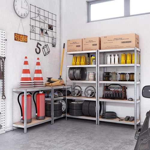 2er Set Lagerregal 180 cm hoch silbern