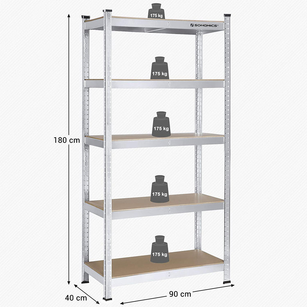 2er Set Lagerregal 180 cm hoch silbern