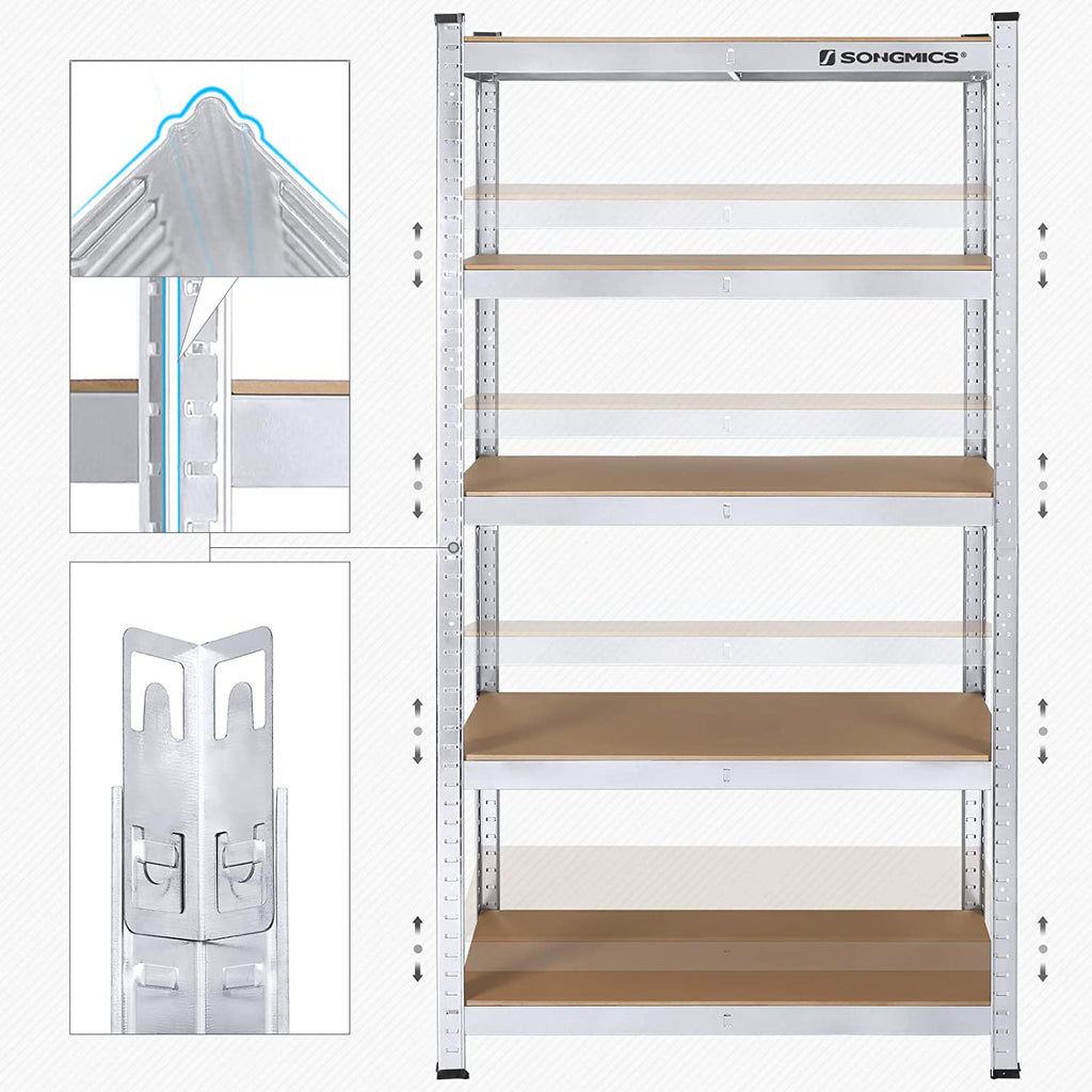 2er Set Lagerregal 180 cm hoch silbern
