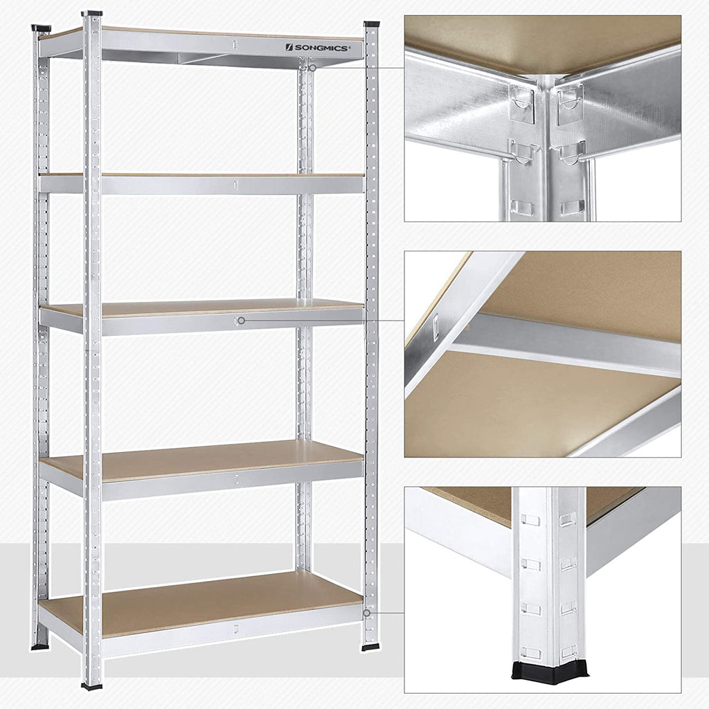 2er Set Lagerregal 180 cm hoch silbern