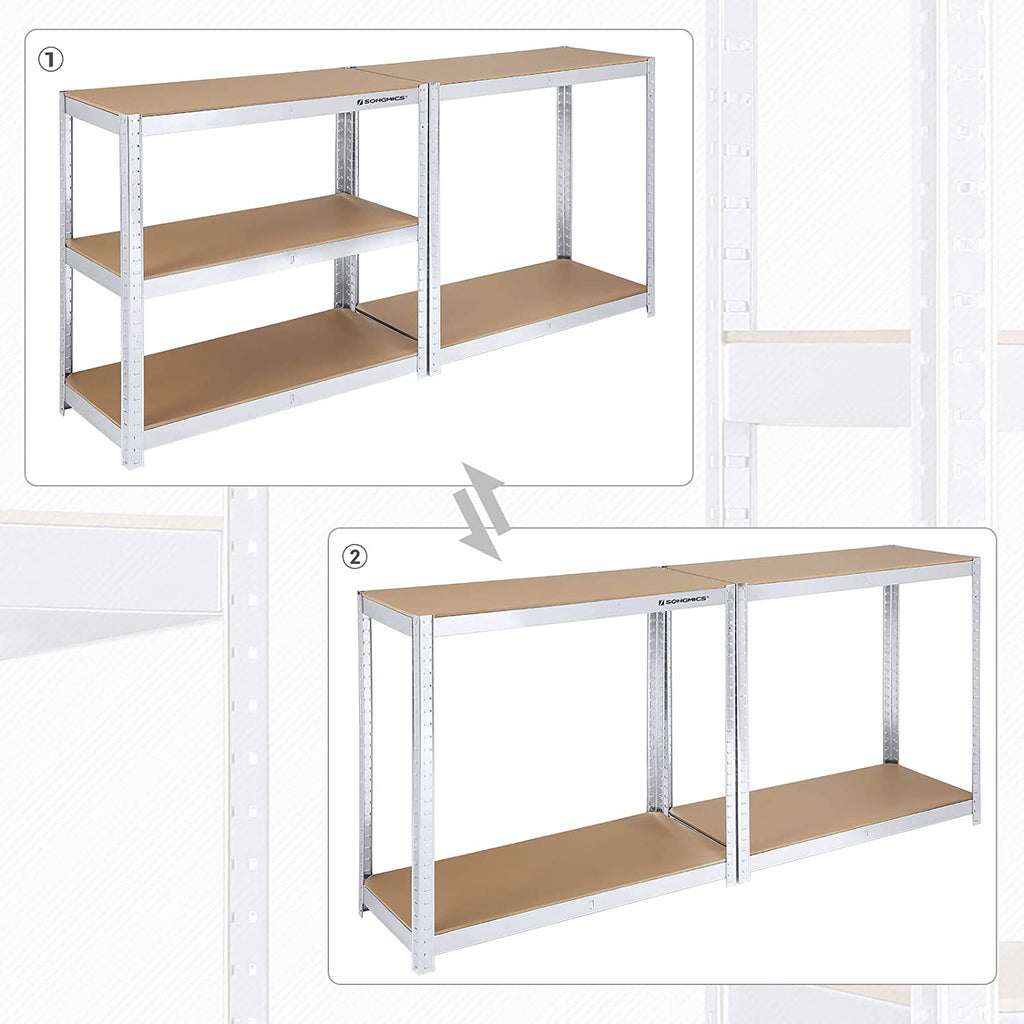 2er Set Lagerregal 180 cm hoch silbern