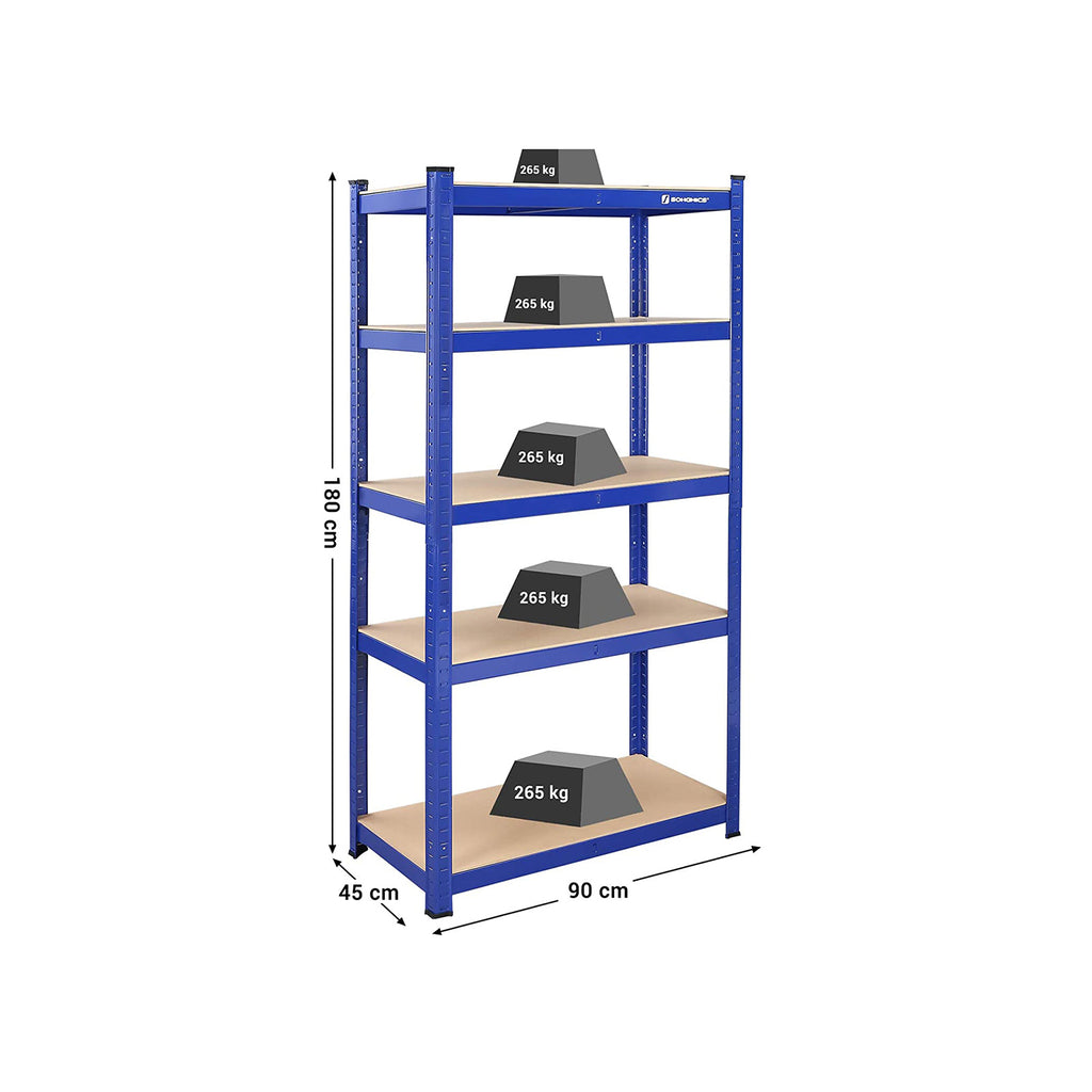 Lagerregale 2er Set mit 5 verstellbaren Ablagen Blau