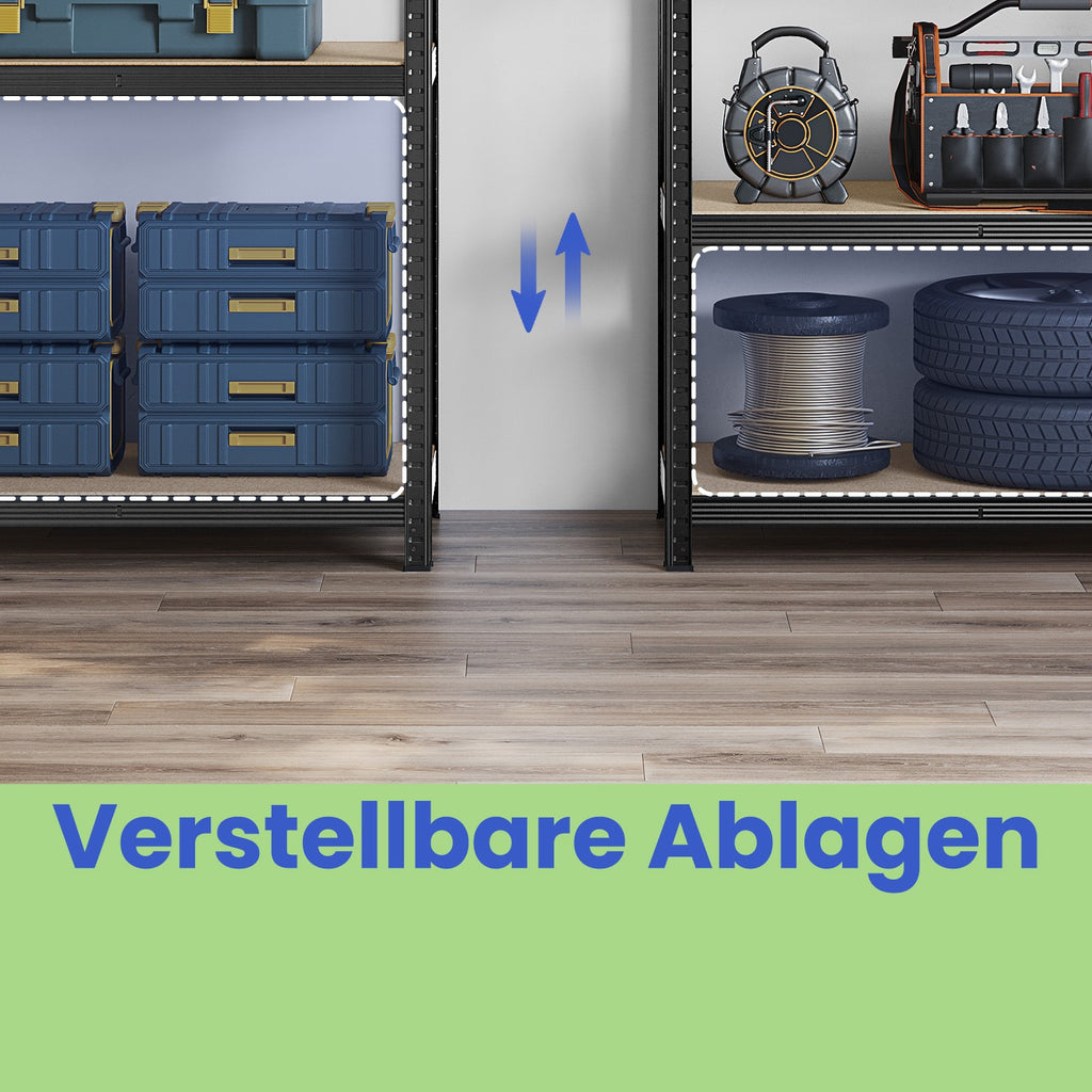 Schwerlastregal 2er Set, Lagerregal, 50 x 100 x 200 cm